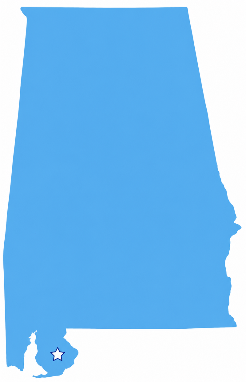 Map highlighting Baldwin County, Alabama